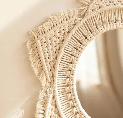 Macrame Wall Hanging Round Mirror - Leechoo